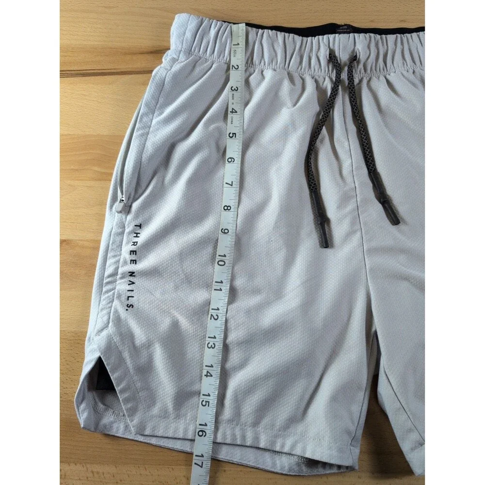 Three Nails Shorts Mens 2XL Gray Athletic Running Quick Dry Lined Drawstring